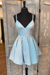 Vestidos de fiesta cortos elegantes con tirantes finos y corte A
